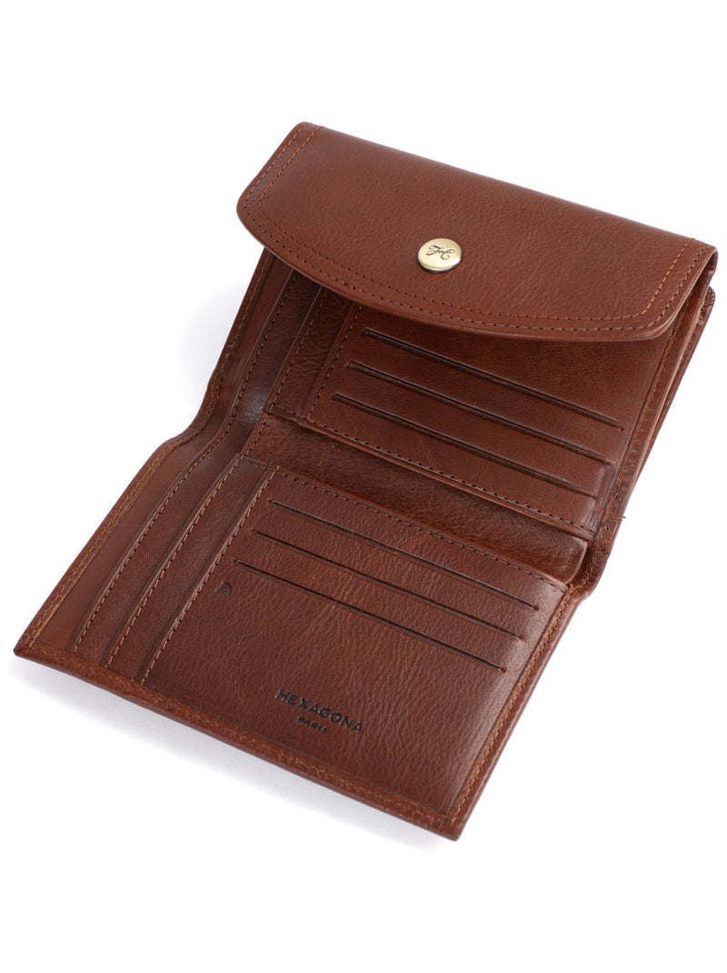 Portefeuille  1 volet  Stop RFID  Cuir JEANNE Marron - Kiabi