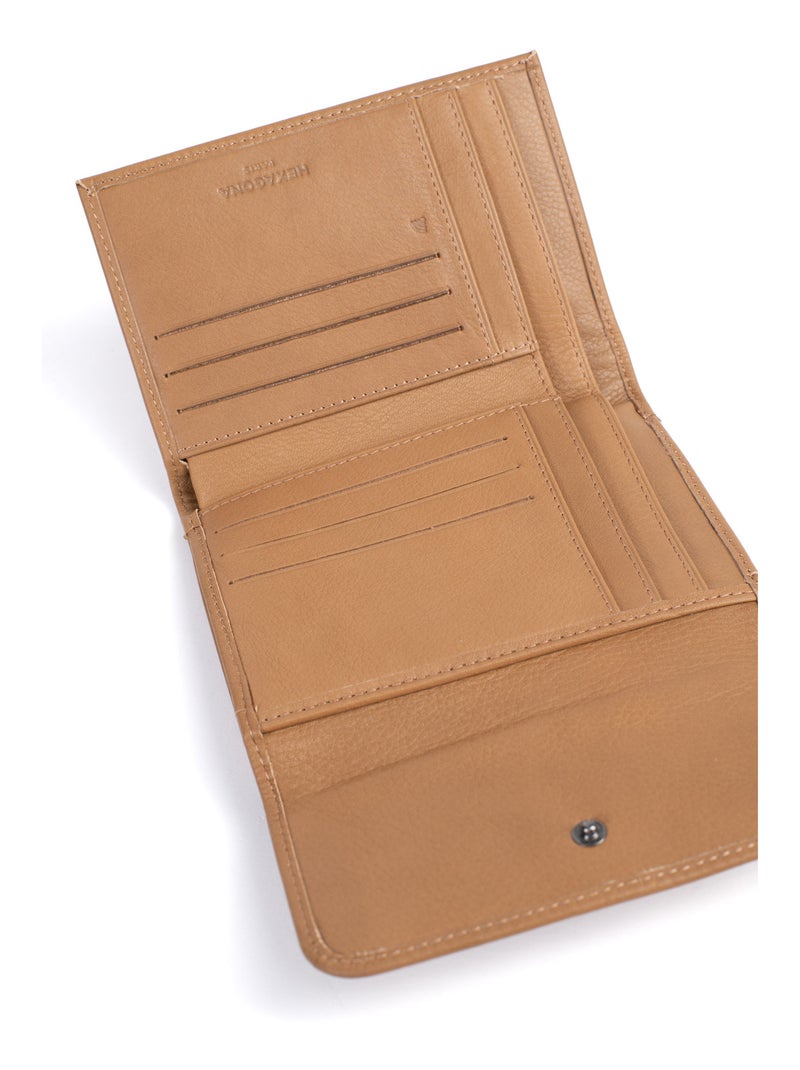 Portefeuille  1 volet  Stop RFID  Cuir SAUVAGE Beige - Kiabi