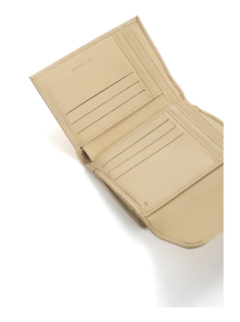 Portefeuille  1 volet  Stop RFID  Cuir SAUVAGE Beige sable - Kiabi