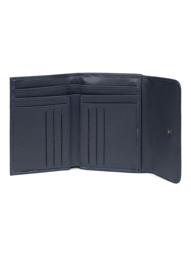 Portefeuille  1 volet  Stop RFID  Cuir SAUVAGE Bleu nuit - Kiabi