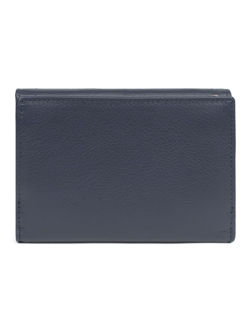 Portefeuille  1 volet  Stop RFID  Cuir SAUVAGE Bleu nuit - Kiabi