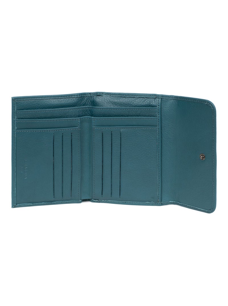 Portefeuille  1 volet  Stop RFID  Cuir SAUVAGE Bleu pétrole - Kiabi