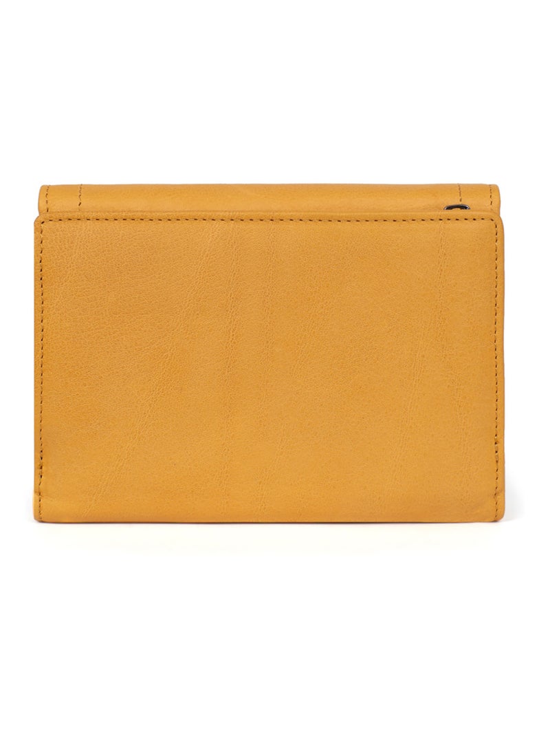 Portefeuille  1 volet  Stop RFID  Cuir SAUVAGE Jaune moutarde - Kiabi