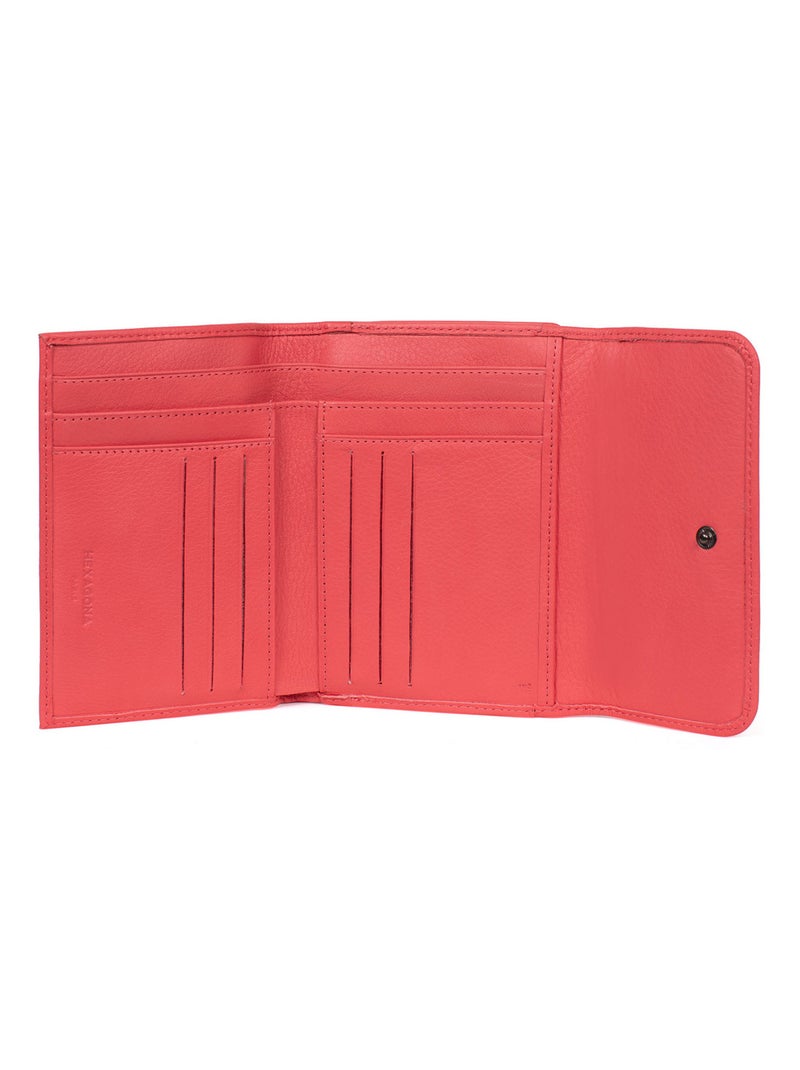 Portefeuille  1 volet  Stop RFID  Cuir SAUVAGE Orange corail - Kiabi