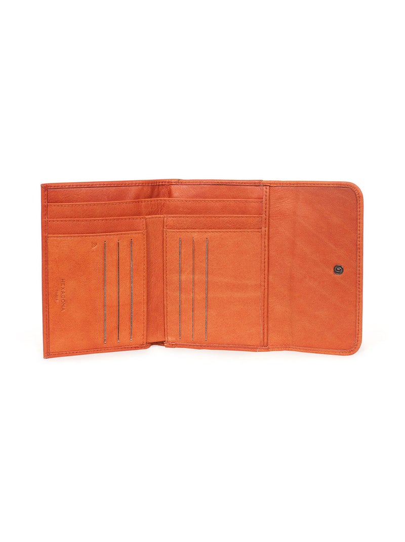 Portefeuille  1 volet  Stop RFID  Cuir SAUVAGE Orange - Kiabi