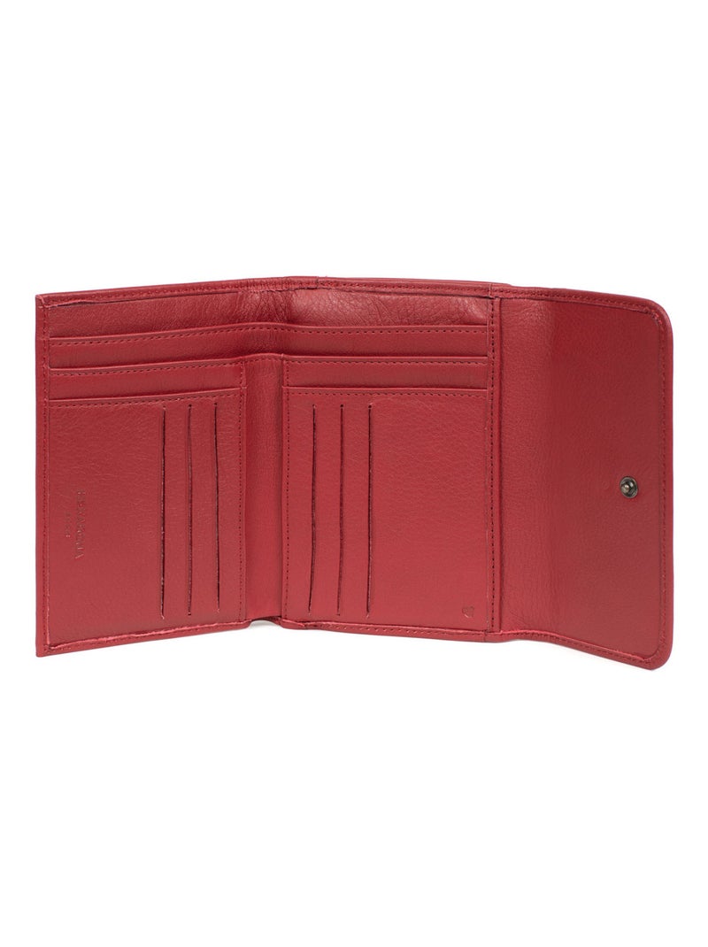 Portefeuille  1 volet  Stop RFID  Cuir SAUVAGE Rouge carmin - Kiabi