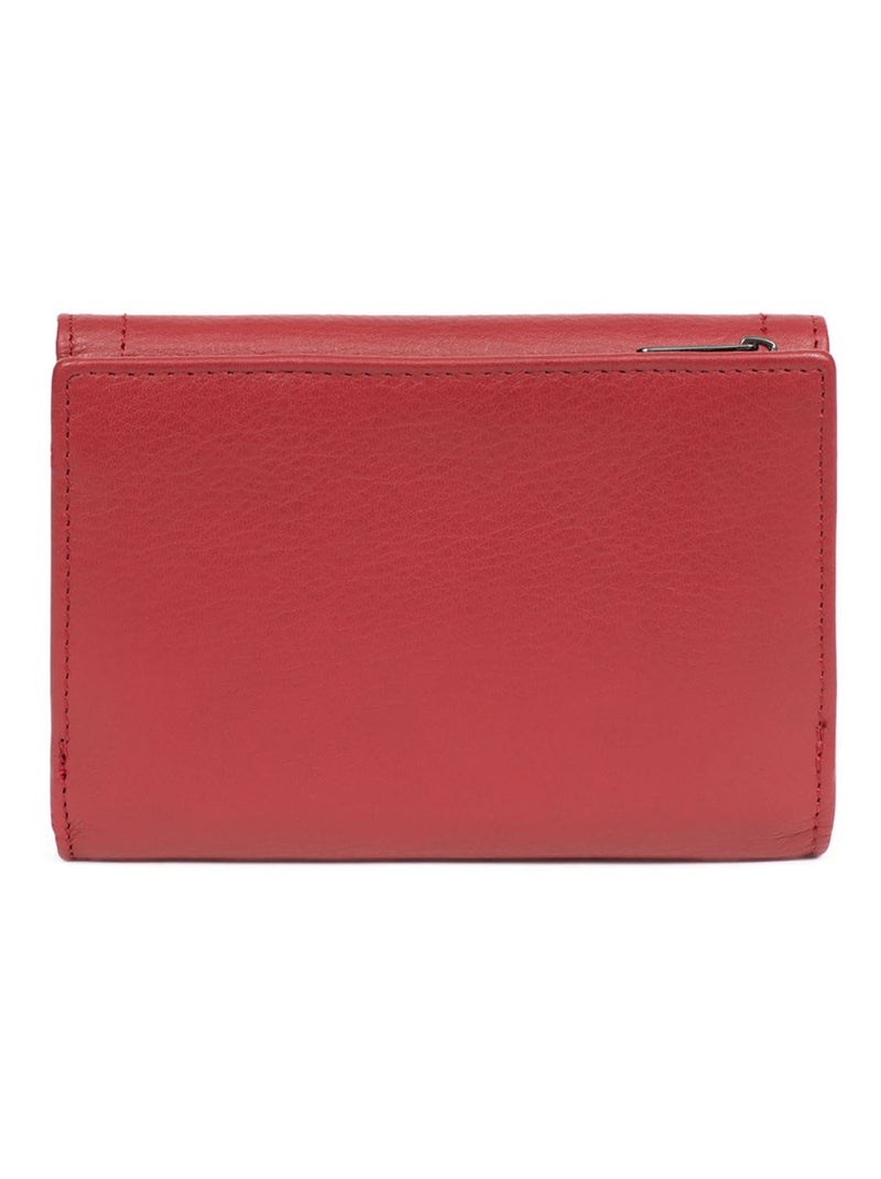 Portefeuille  1 volet  Stop RFID  Cuir SAUVAGE Rouge carmin - Kiabi