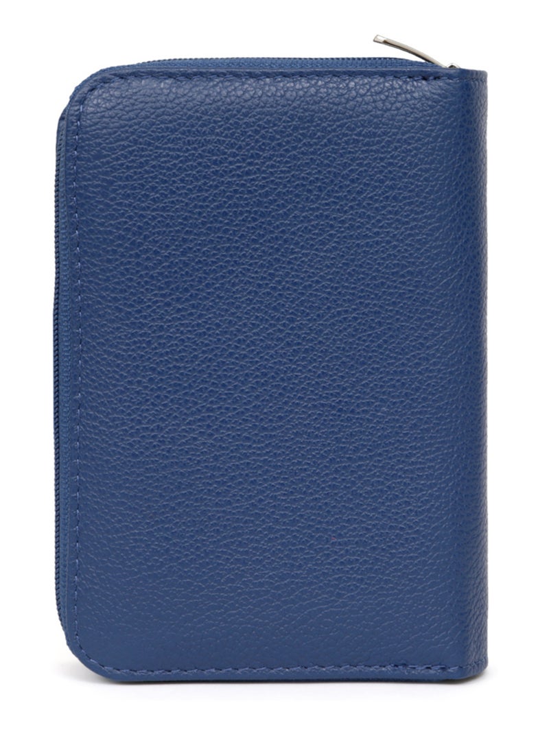 Portefeuille  2 volets  Cuir CONFORT Bleu - Kiabi