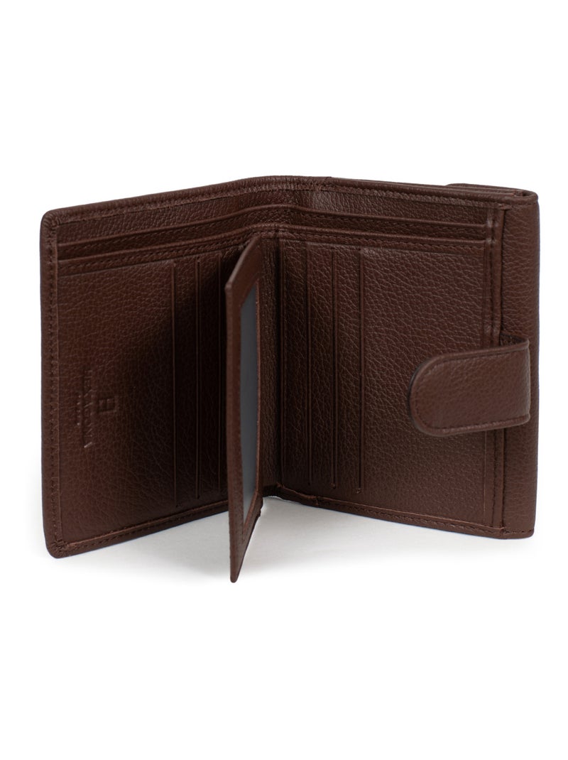 Portefeuille  2 volets  Cuir CONFORT Marron chocolat - Kiabi