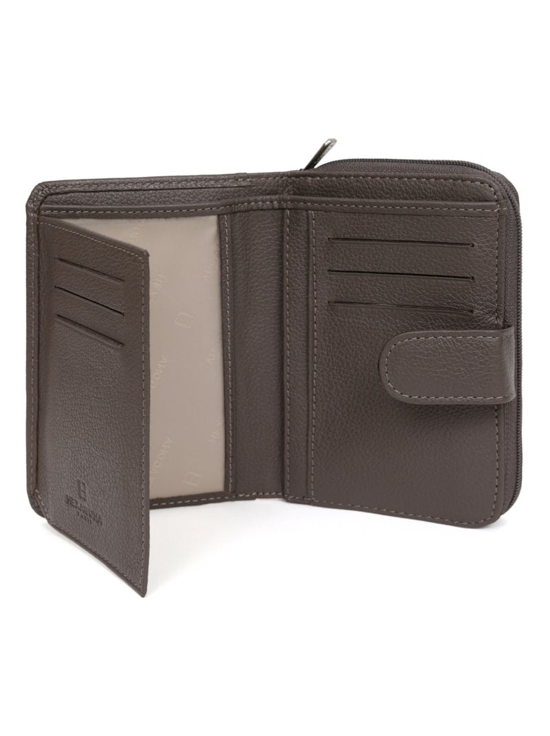 Portefeuille  2 volets  Cuir CONFORT Taupe - Kiabi