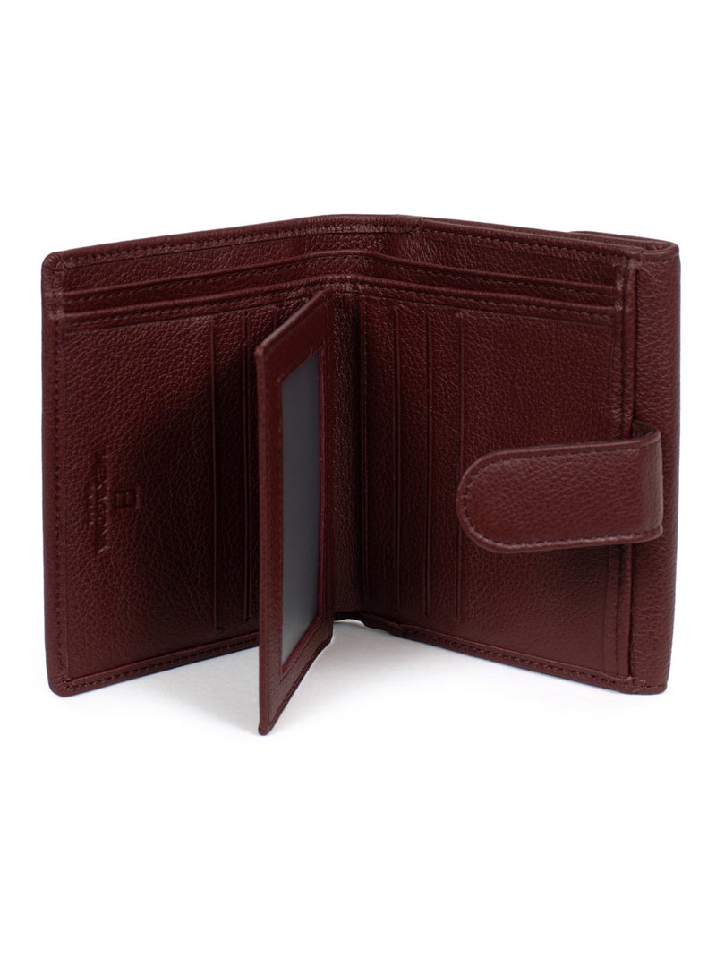 Portefeuille  2 volets  Cuir CONFORT Violet prune - Kiabi