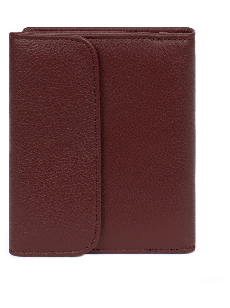 Portefeuille  2 volets  Cuir CONFORT Violet prune - Kiabi