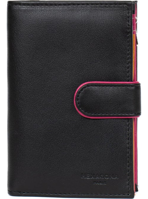 Portefeuille  2 volets  cuir multico hexagona - Kiabi