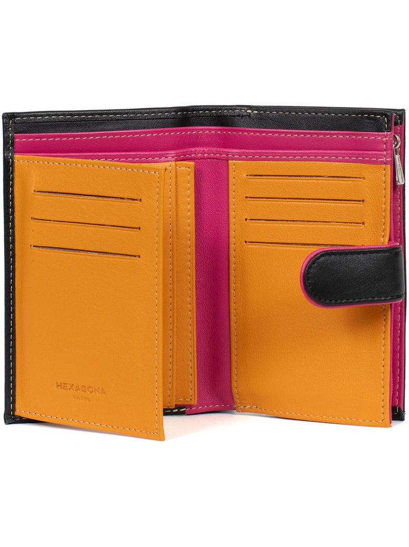 Portefeuille  2 volets  cuir multico hexagona Noir Multicolore - Kiabi