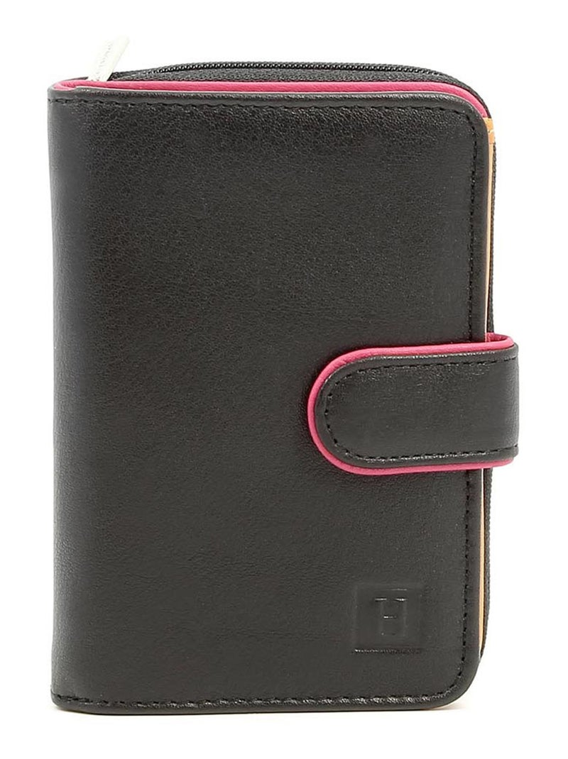 Portefeuille  2 volets  Cuir MULTICO Noir Multicolore - Kiabi