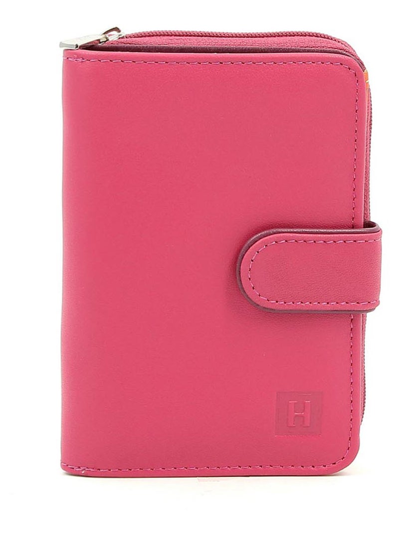 Portefeuille  2 volets  Cuir MULTICO Rose fushia - Kiabi