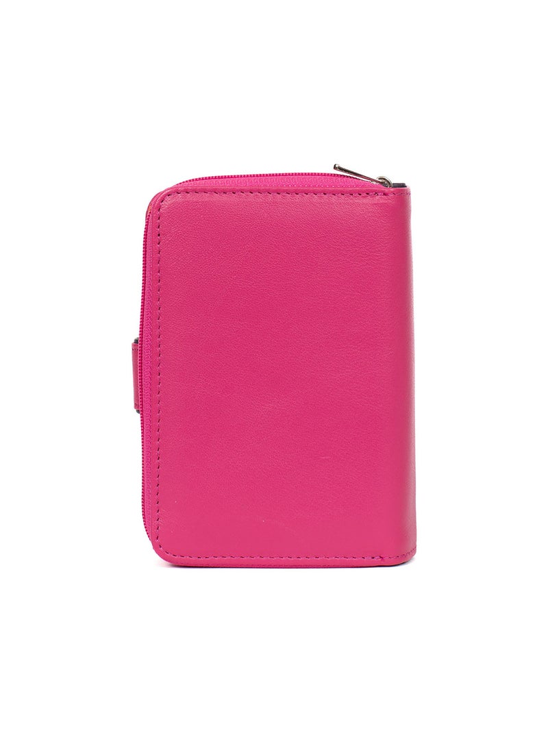 Portefeuille  2 volets  Cuir MULTICO Rose fushia - Kiabi