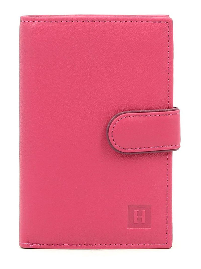 Portefeuille  2 volets  Cuir MULTICO Rose fushia - Kiabi