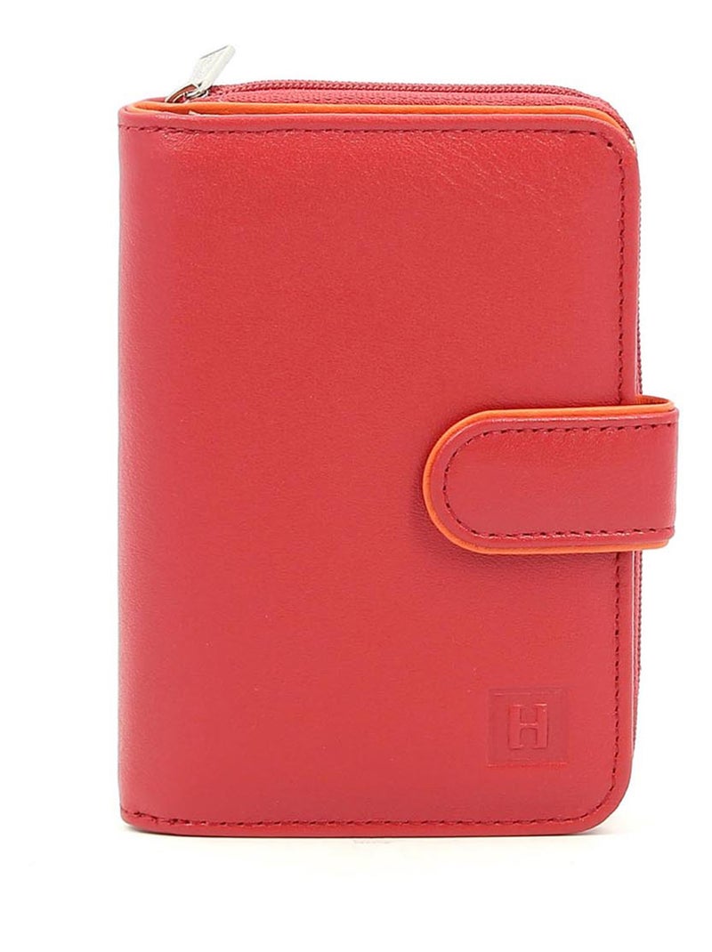 Portefeuille  2 volets  Cuir MULTICO Rouge - Kiabi