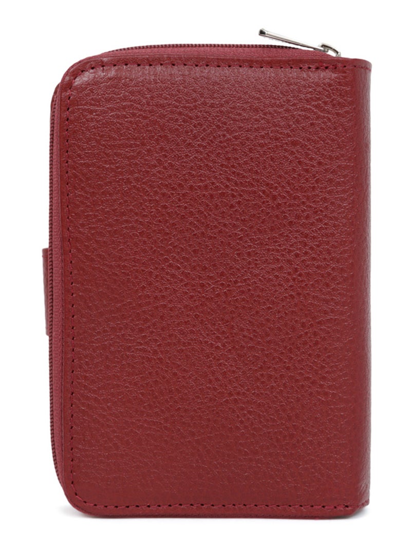 Portefeuille  2 volets  Cuir RÉPUBLIQUE Rouge carmin - Kiabi