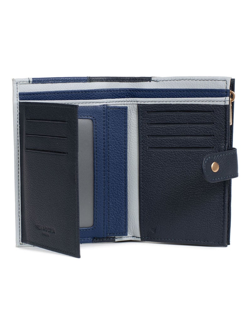 Portefeuille  2 volets  Stop RFID  Cuir BAHIA Bleu Multicolore - Kiabi