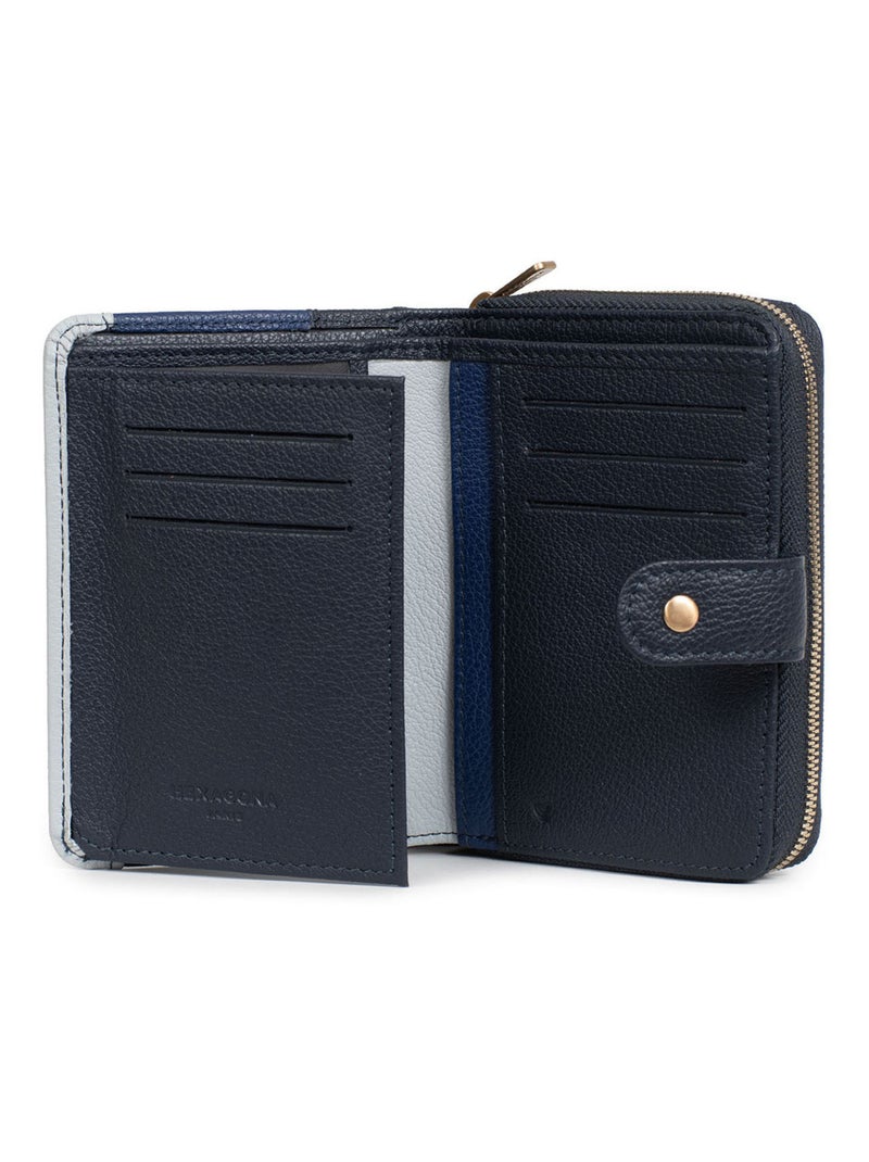 Portefeuille  2 volets  Stop RFID  Cuir BAHIA Bleu Multicolore - Kiabi