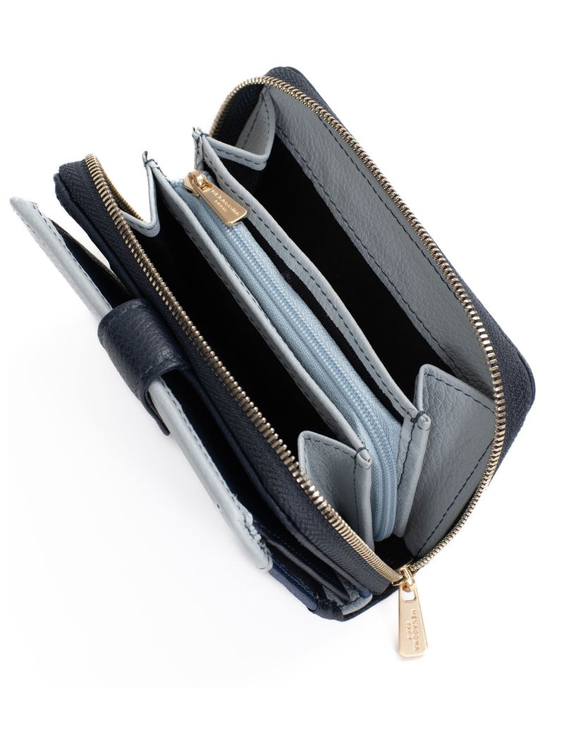 Portefeuille  2 volets  Stop RFID  Cuir BAHIA Bleu Multicolore - Kiabi