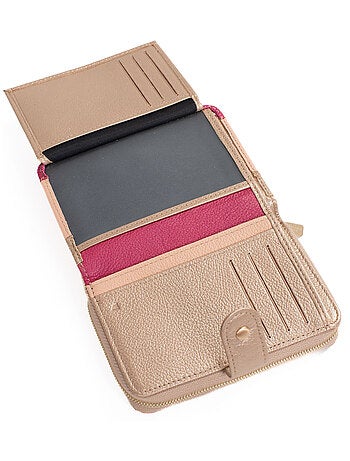 Portefeuille 2 volets stop rfid cuir bahia hexagona