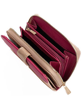 Portefeuille 2 volets stop rfid cuir bahia hexagona