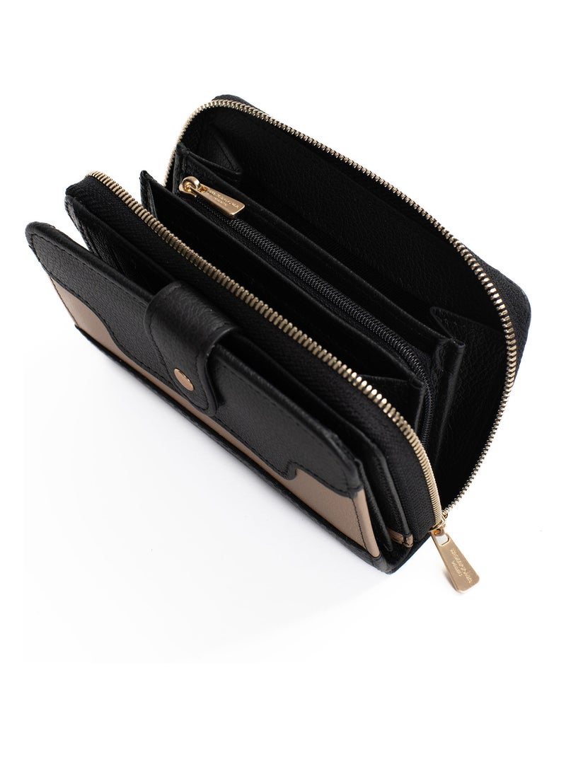 Portefeuille  2 volets  Stop RFID  Cuir BAHIA Noir Multicolore - Kiabi