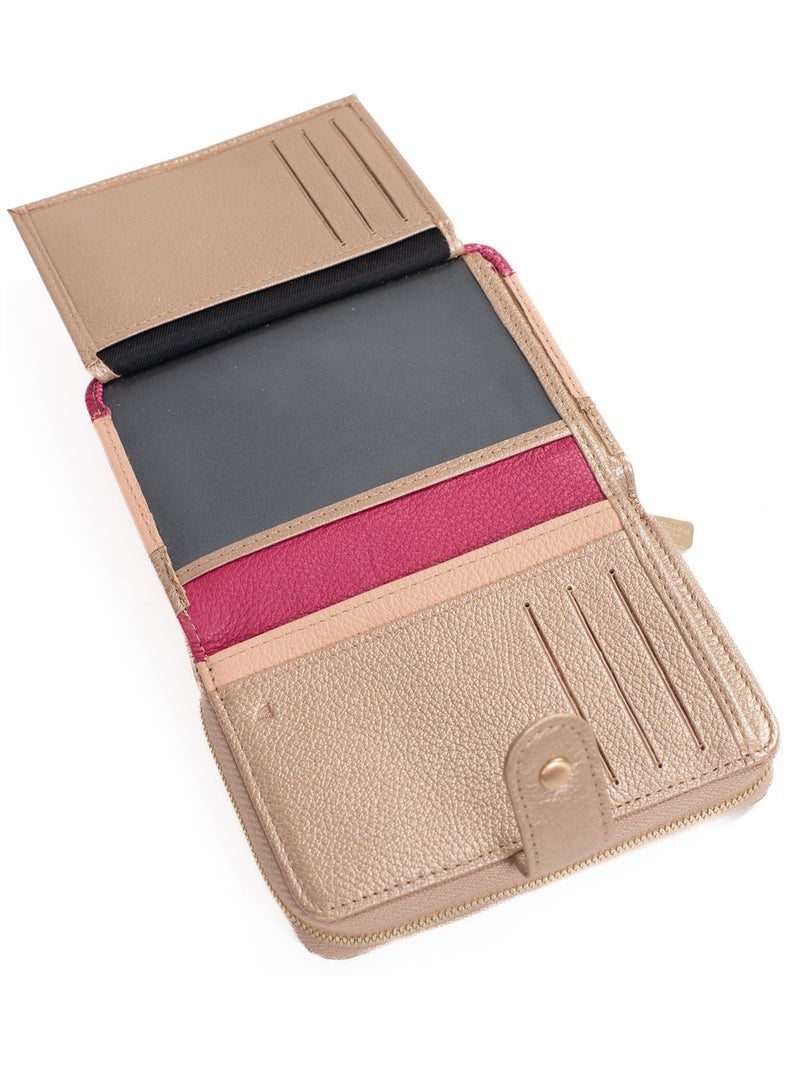 Portefeuille  2 volets  Stop RFID  Cuir BAHIA Rose fushia - Kiabi