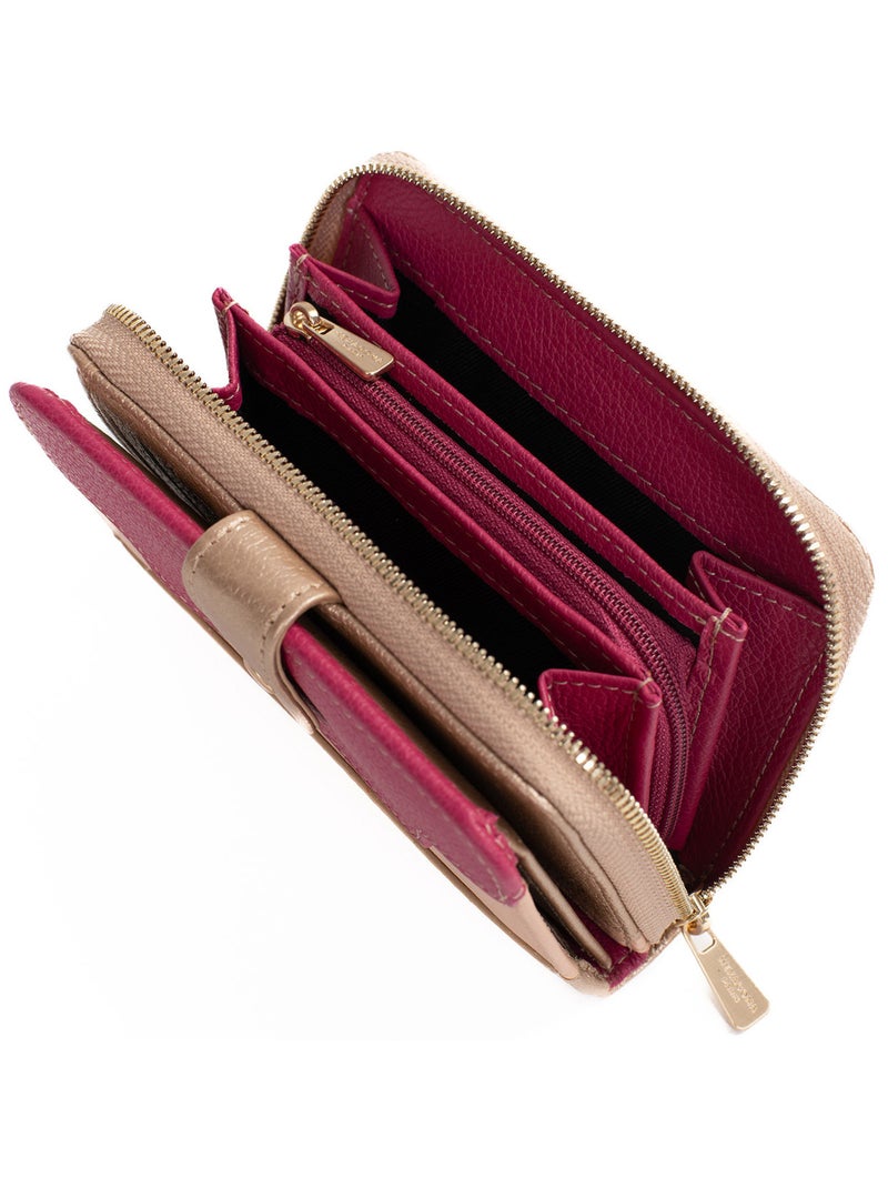 Portefeuille  2 volets  Stop RFID  Cuir BAHIA Rose fushia - Kiabi