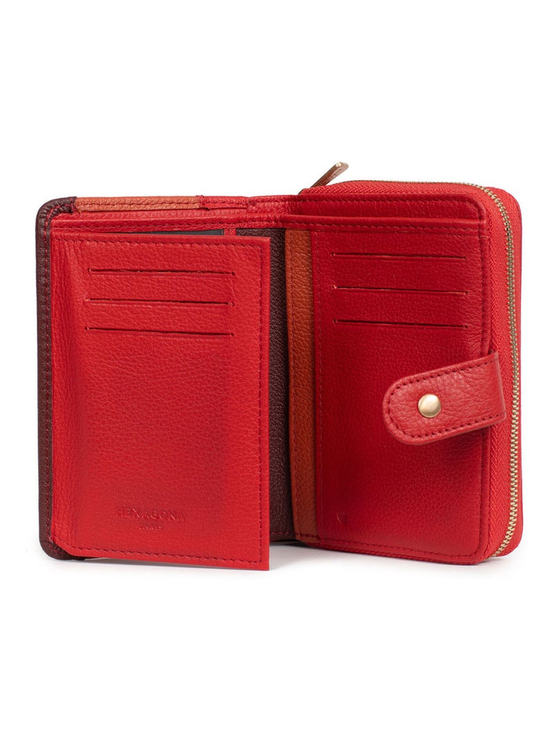 Portefeuille  2 volets  Stop RFID  Cuir BAHIA Rouge - Kiabi