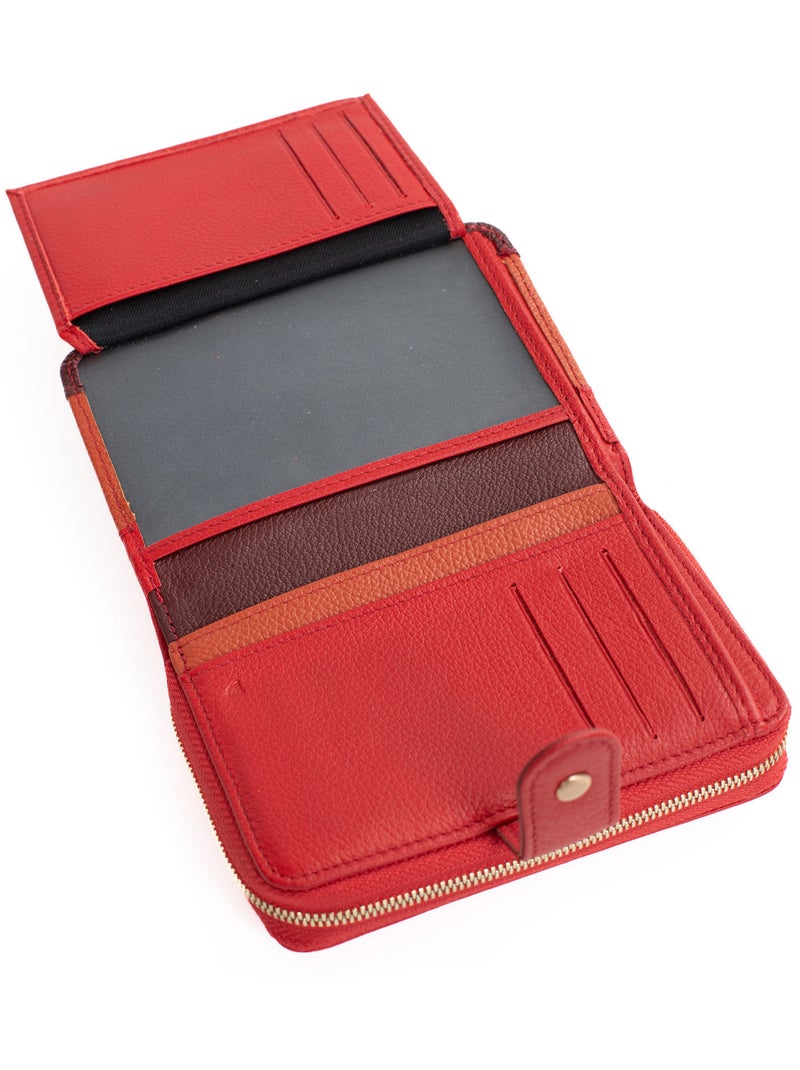 Portefeuille  2 volets  Stop RFID  Cuir BAHIA Rouge - Kiabi