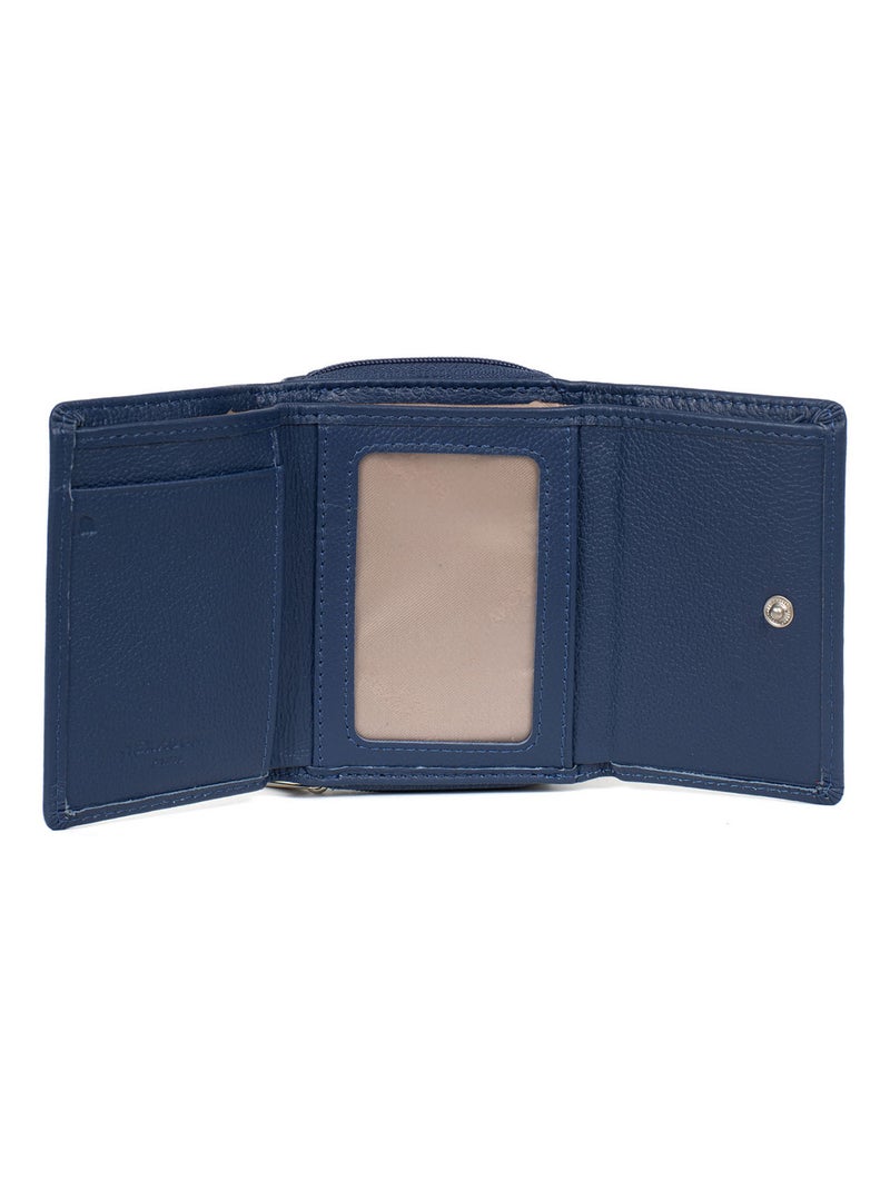 Portefeuille  2 volets  Stop RFID  Cuir CONFORT Bleu - Kiabi