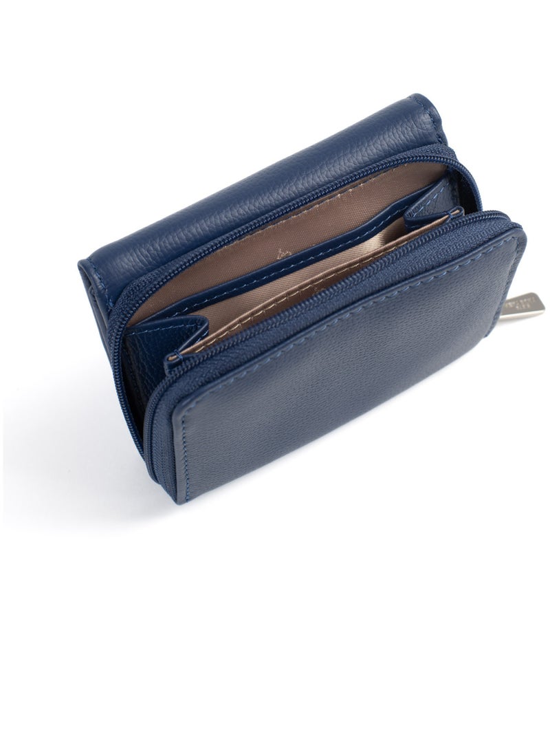 Portefeuille  2 volets  Stop RFID  Cuir CONFORT Bleu - Kiabi