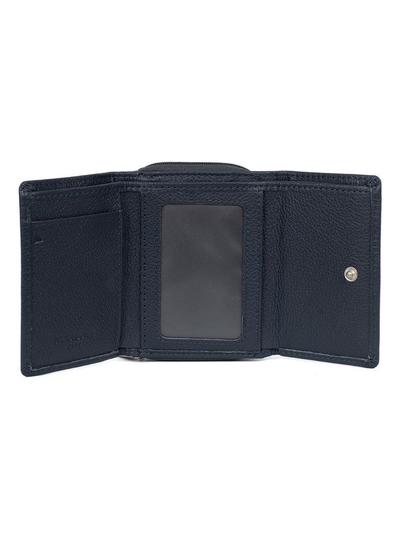 Portefeuille  2 volets  Stop RFID  Cuir CONFORT Bleu marine - Kiabi