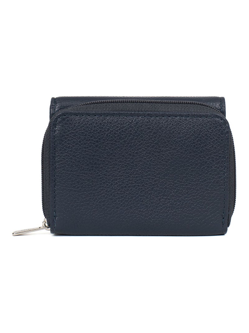 Portefeuille  2 volets  Stop RFID  Cuir CONFORT Bleu marine - Kiabi