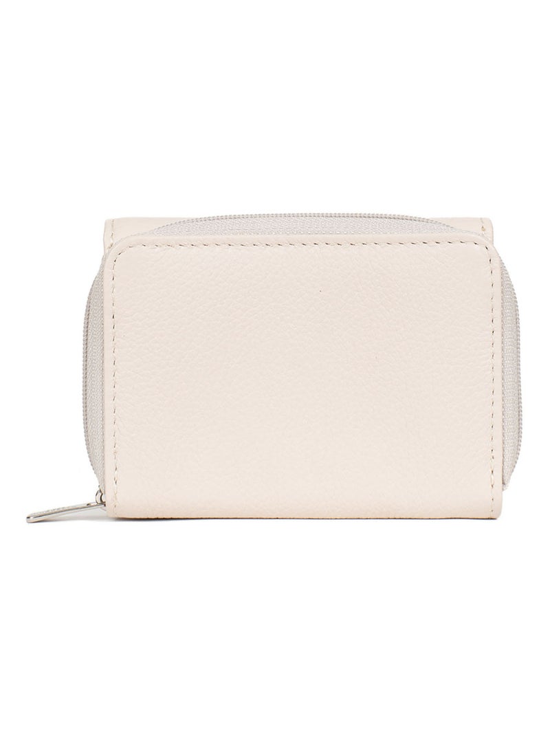 Portefeuille  2 volets  Stop RFID  Cuir CONFORT Ivoire - Kiabi