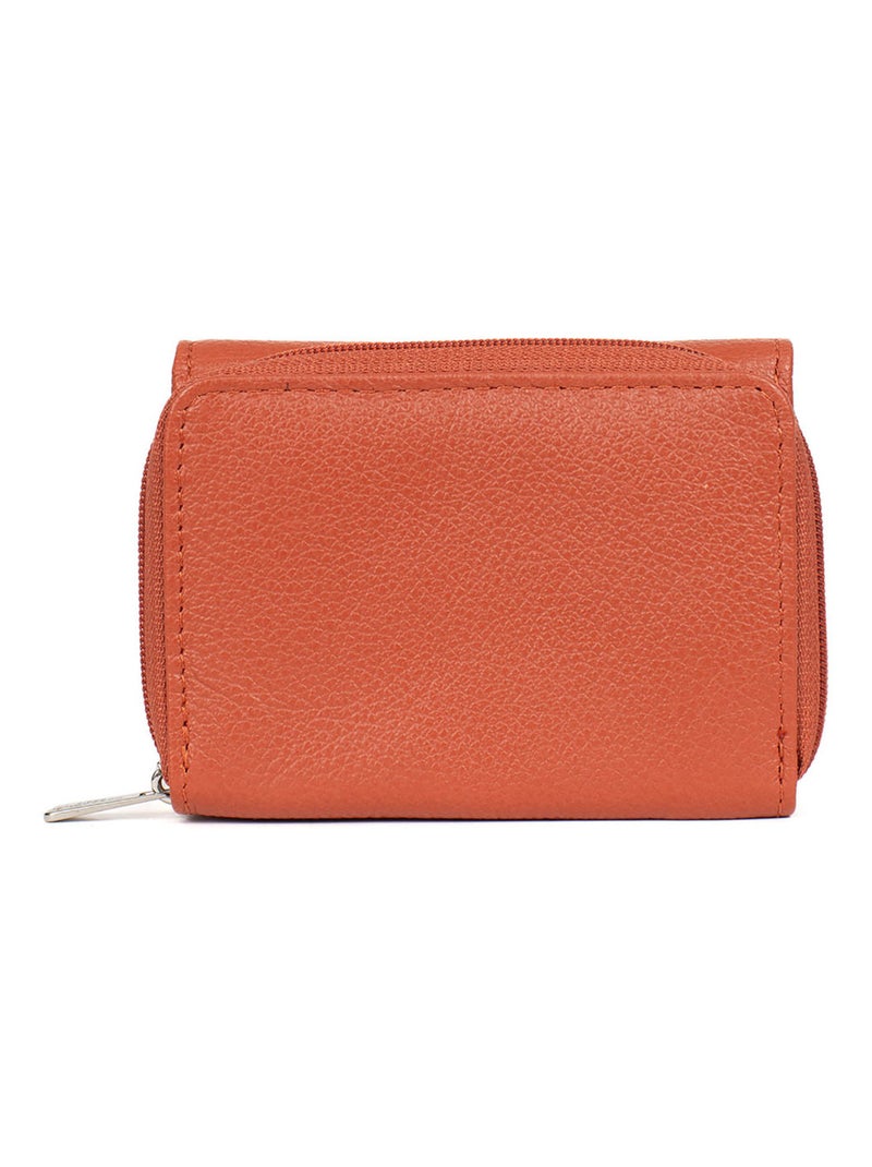 Portefeuille  2 volets  Stop RFID  Cuir CONFORT Orange - Kiabi