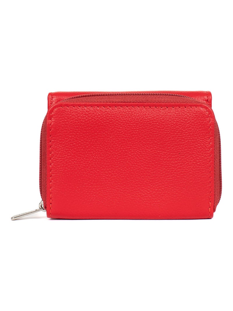 Portefeuille  2 volets  Stop RFID  Cuir CONFORT Rouge tomate - Kiabi
