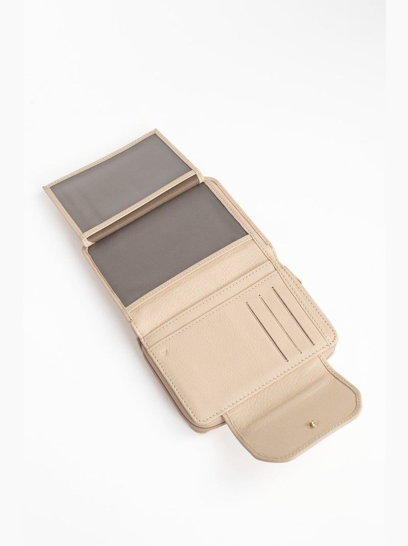 Portefeuille  2 volets  Stop RFID  Cuir de vachette TAIMA Crème - Kiabi