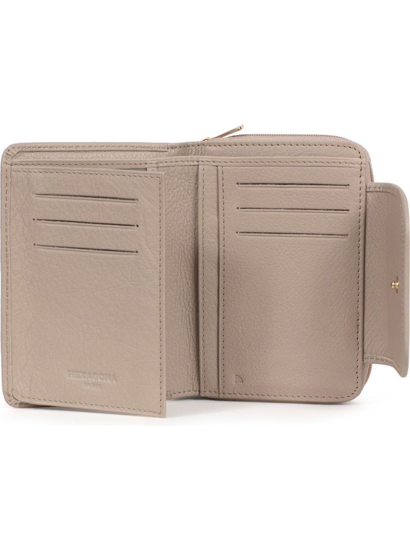 Portefeuille  2 volets  Stop RFID  Cuir de vachette TAIMA Gris - Kiabi