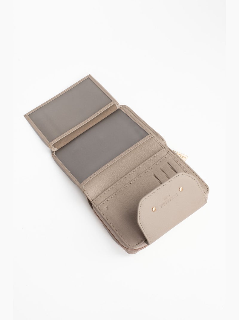 Portefeuille  2 volets  Stop RFID  Cuir de vachette TAIMA Gris - Kiabi
