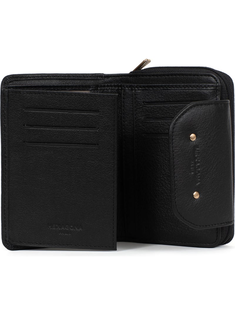 Portefeuille  2 volets  Stop RFID  Cuir de vachette TAIMA Noir - Kiabi