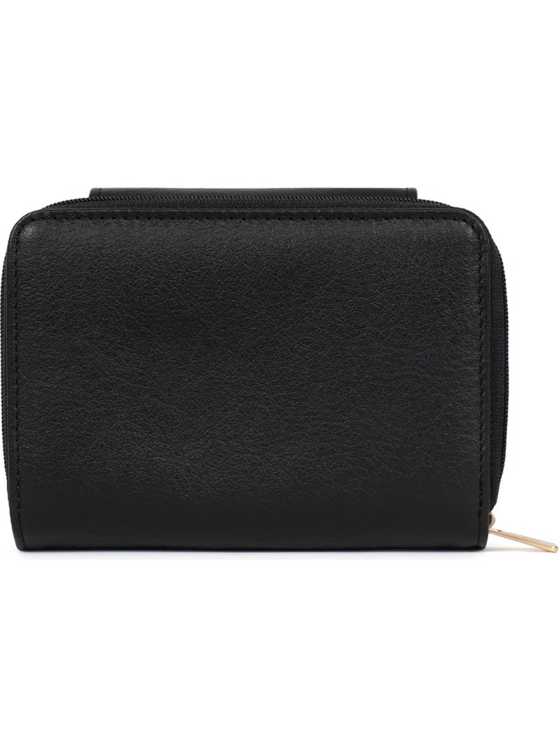 Portefeuille  2 volets  Stop RFID  Cuir de vachette TAIMA Noir - Kiabi