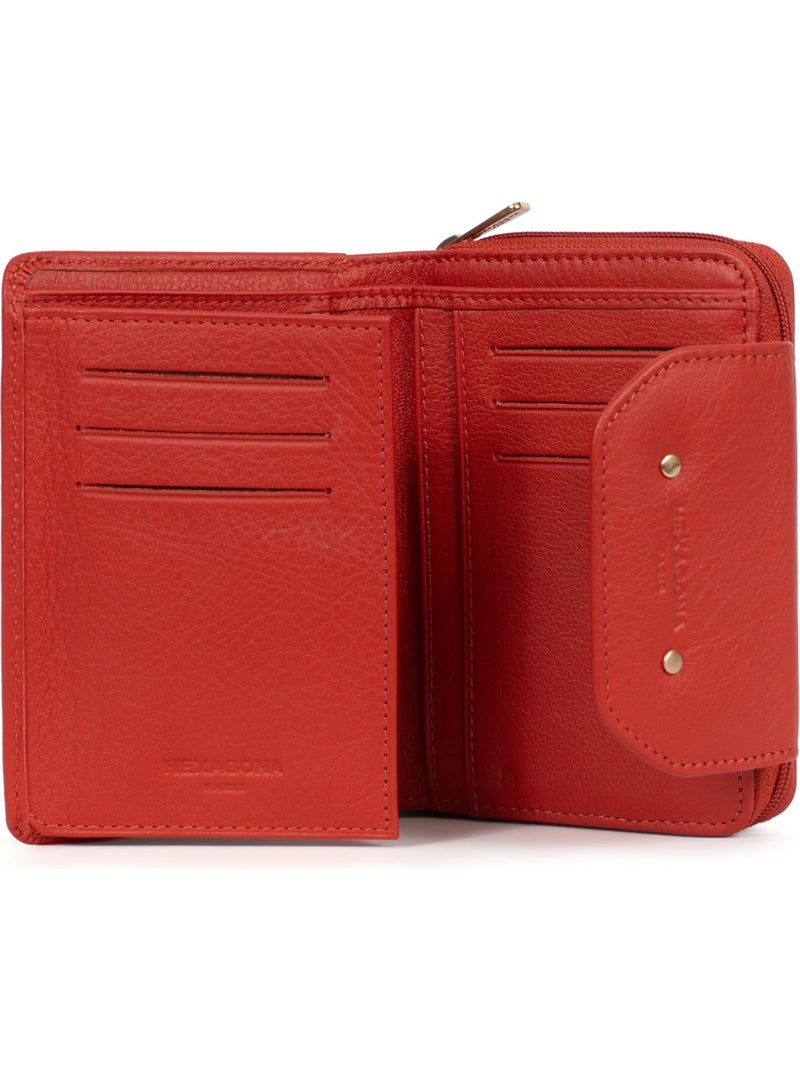 Portefeuille  2 volets  Stop RFID  Cuir de vachette TAIMA Orange - Kiabi