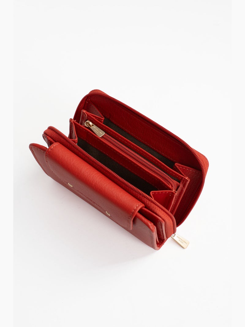 Portefeuille  2 volets  Stop RFID  Cuir de vachette TAIMA Orange - Kiabi