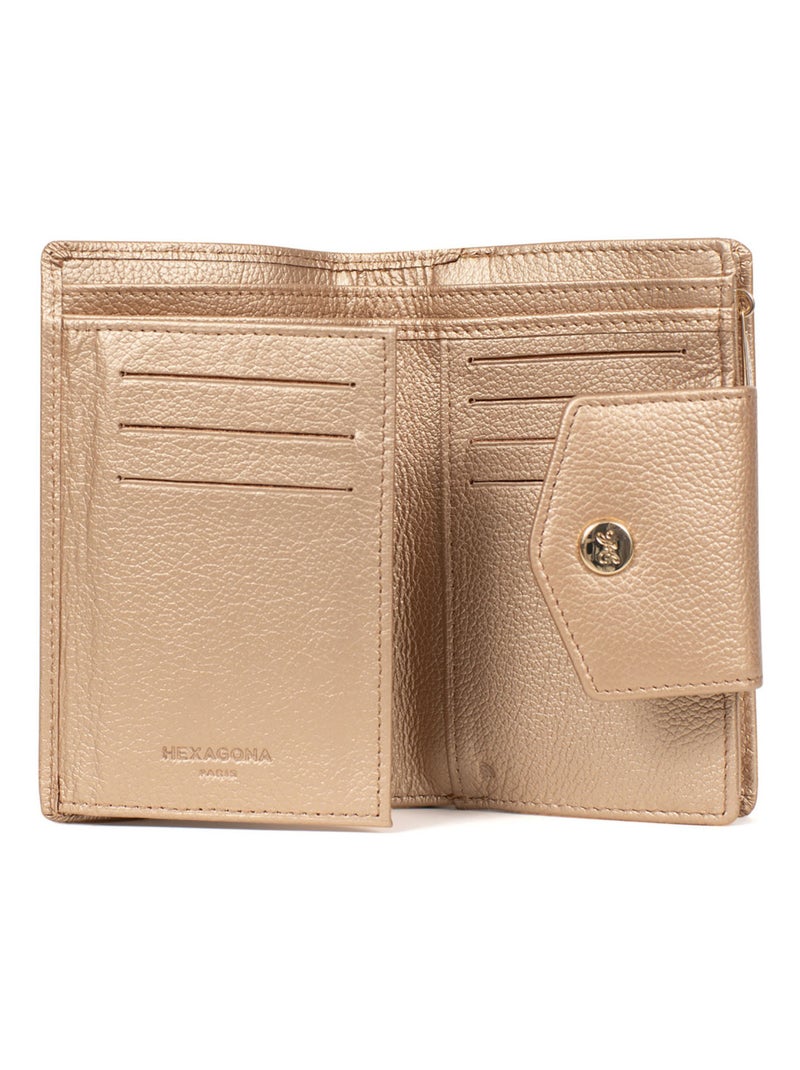 Portefeuille  2 volets  Stop RFID  Cuir LUNA Doré/or - Kiabi