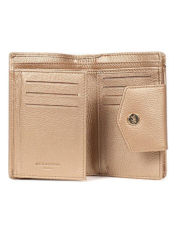 Portefeuille 2 volets stop rfid cuir luna hexagona